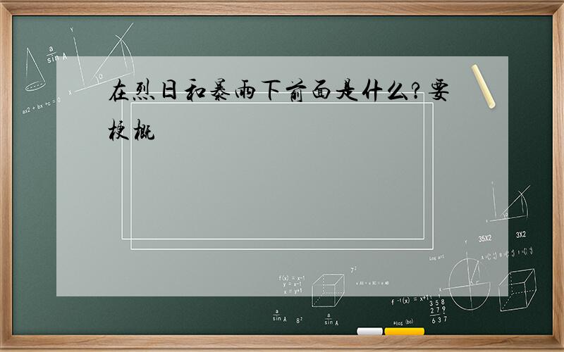 在烈日和暴雨下前面是什么?要梗概