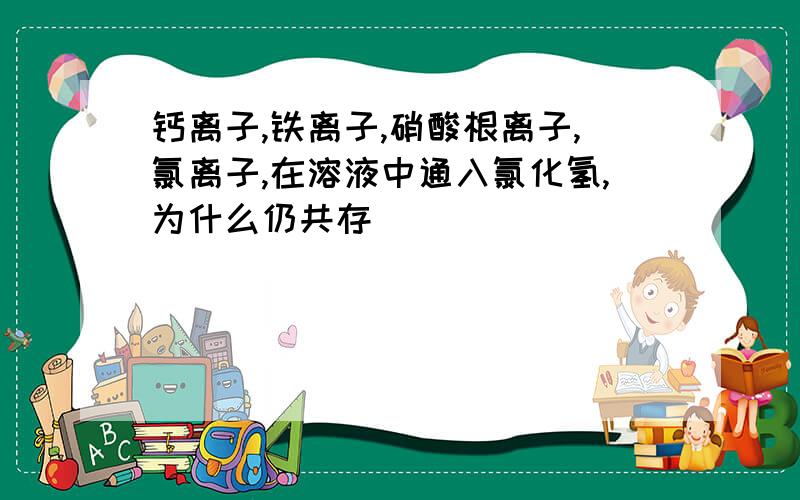 钙离子,铁离子,硝酸根离子,氯离子,在溶液中通入氯化氢,为什么仍共存