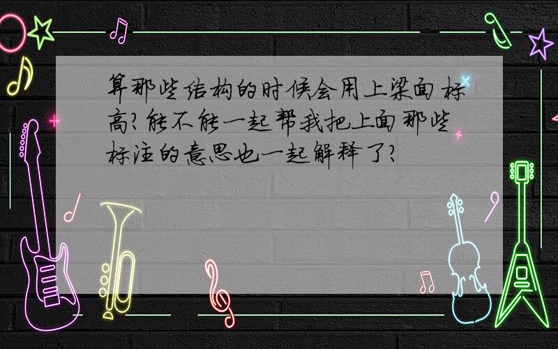 算那些结构的时候会用上梁面标高?能不能一起帮我把上面那些标注的意思也一起解释了？