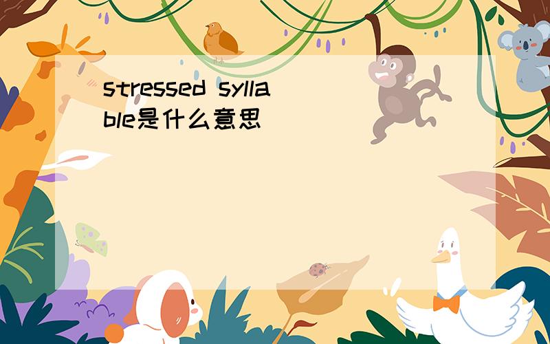 stressed syllable是什么意思