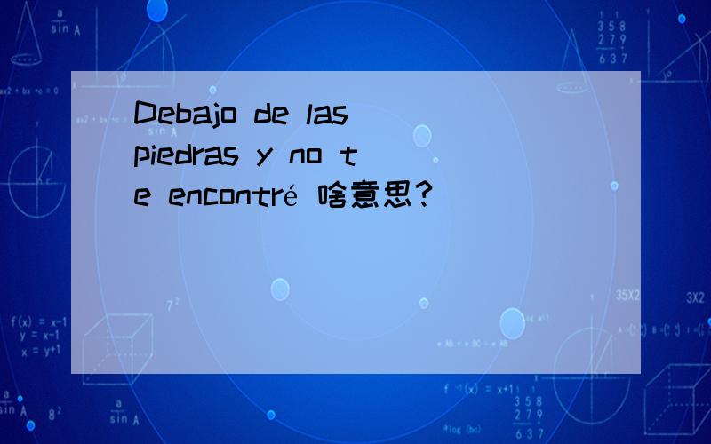 Debajo de las piedras y no te encontré 啥意思?