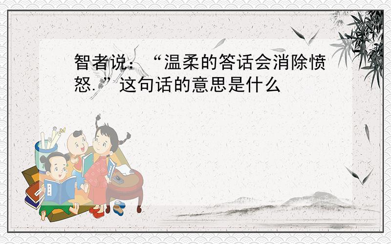 智者说：“温柔的答话会消除愤怒.”这句话的意思是什么