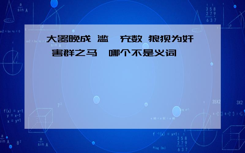 大器晚成 滥竽充数 狼狈为奸 害群之马,哪个不是义词