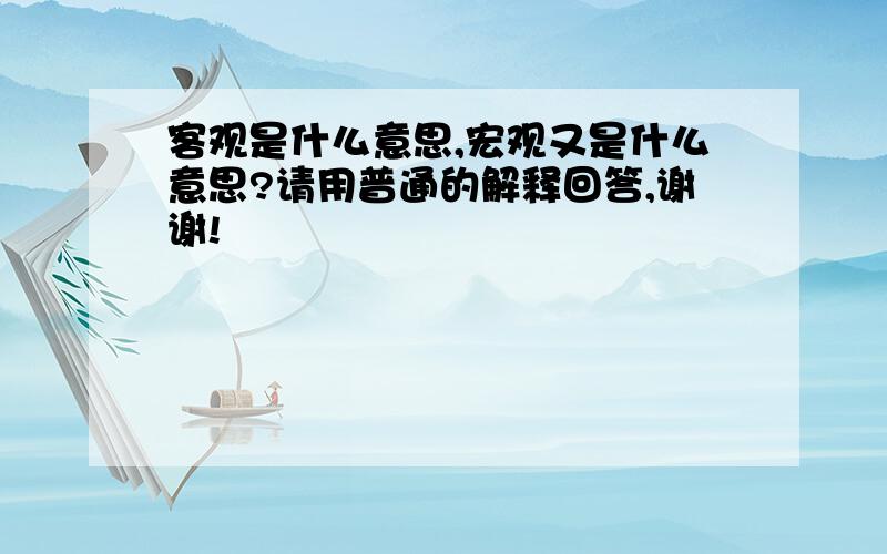 客观是什么意思,宏观又是什么意思?请用普通的解释回答,谢谢!