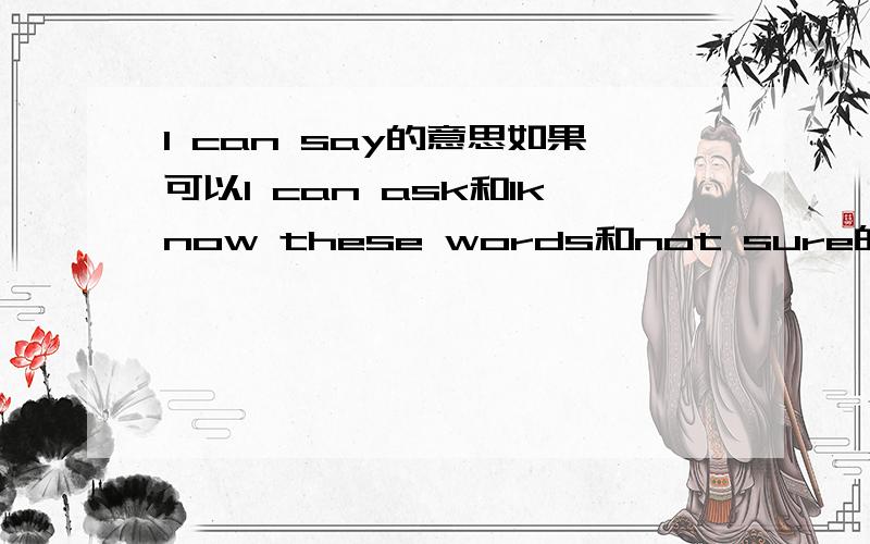 I can say的意思如果可以I can ask和Iknow these words和not sure的意思