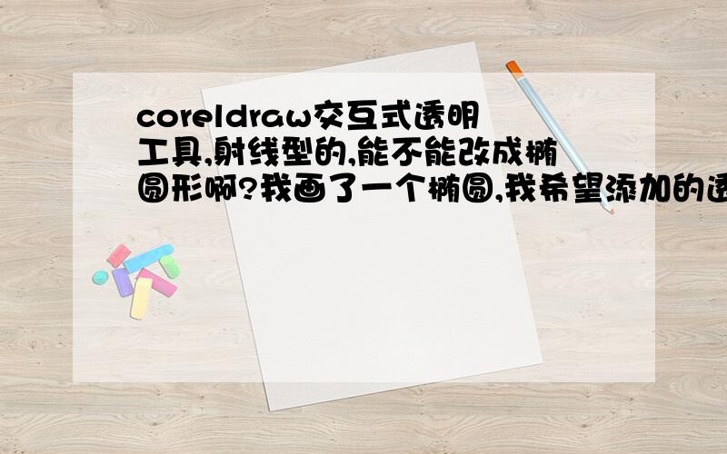 coreldraw交互式透明工具,射线型的,能不能改成椭圆形啊?我画了一个椭圆,我希望添加的透明效果也是椭圆形的,要怎么做啊?