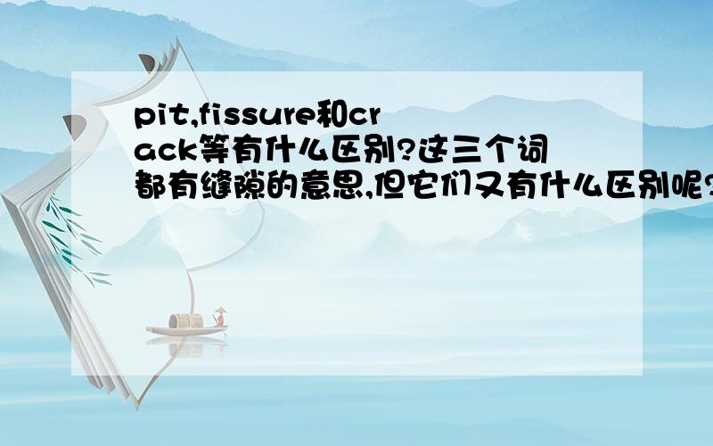 pit,fissure和crack等有什么区别?这三个词都有缝隙的意思,但它们又有什么区别呢?