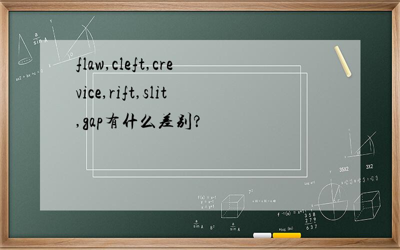 flaw,cleft,crevice,rift,slit,gap有什么差别?