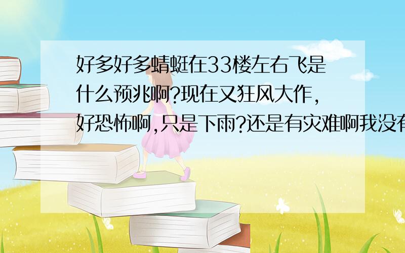 好多好多蜻蜓在33楼左右飞是什么预兆啊?现在又狂风大作,好恐怖啊,只是下雨?还是有灾难啊我没有养动物,怎么确定是否是地震啊