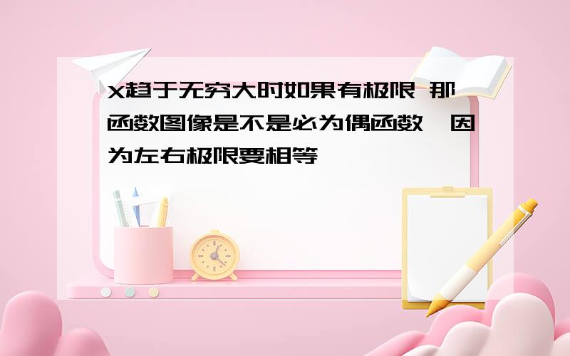 X趋于无穷大时如果有极限 那函数图像是不是必为偶函数,因为左右极限要相等