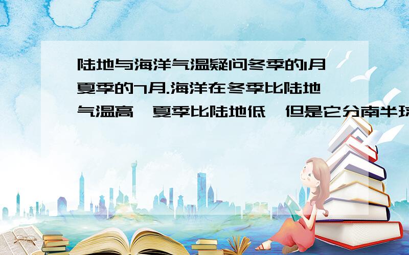 陆地与海洋气温疑问冬季的1月夏季的7月.海洋在冬季比陆地气温高,夏季比陆地低,但是它分南半球与北半球吗?在做题时怎么区分两个半球?