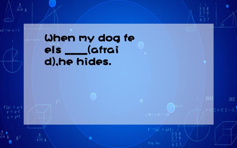 When my dog feels ____(afraid),he hides.