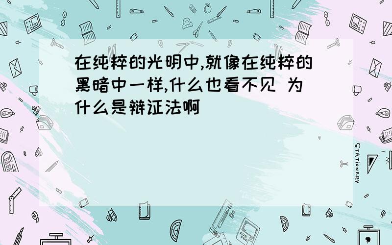 在纯粹的光明中,就像在纯粹的黑暗中一样,什么也看不见 为什么是辩证法啊