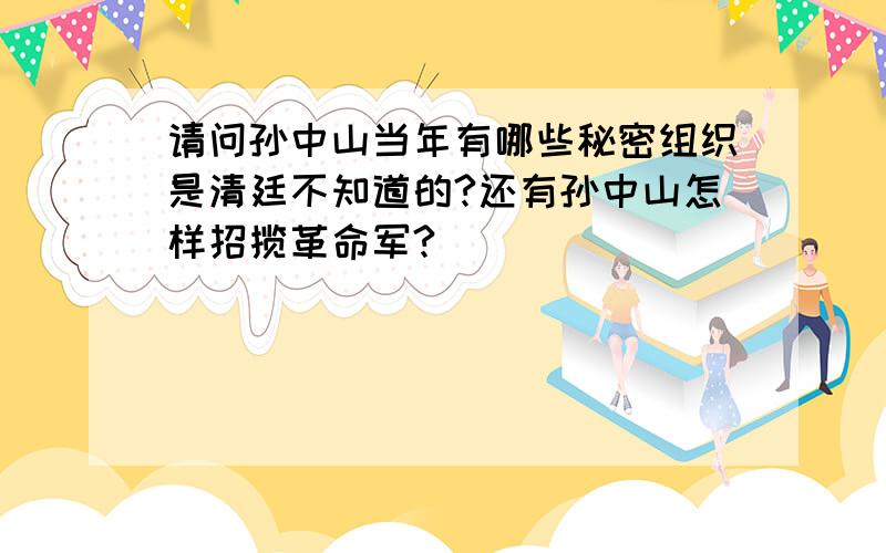 请问孙中山当年有哪些秘密组织是清廷不知道的?还有孙中山怎样招揽革命军?