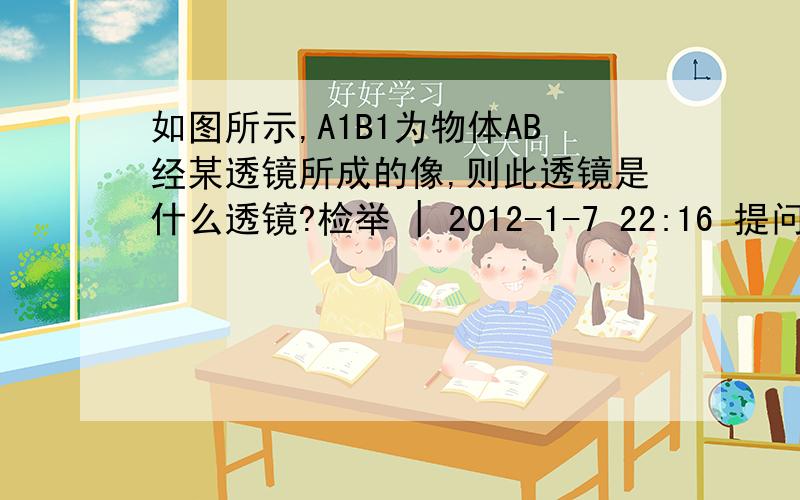 如图所示,A1B1为物体AB经某透镜所成的像,则此透镜是什么透镜?检举 | 2012-1-7 22:16 提问者：juyican |如图所示,A1B1为物体AB经某透镜所成的像,则此透镜是什么透镜? 为什么不是凸透镜,好象也可以