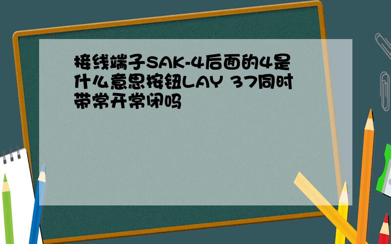 接线端子SAK-4后面的4是什么意思按钮LAY 37同时带常开常闭吗