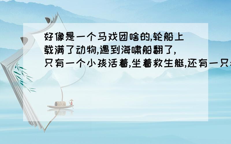 好像是一个马戏团啥的,轮船上载满了动物,遇到海啸船翻了,只有一个小孩活着,坐着救生艇,还有一只老虎