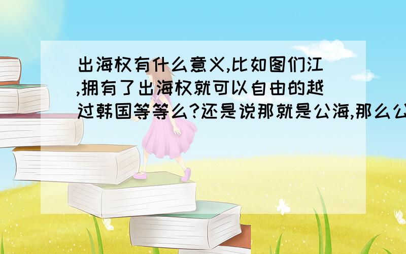 出海权有什么意义,比如图们江,拥有了出海权就可以自由的越过韩国等等么?还是说那就是公海,那么公海的定义也很小吧?拥有图们江有什么好处?只有一个出海口,船只还是要靠外海来运送,