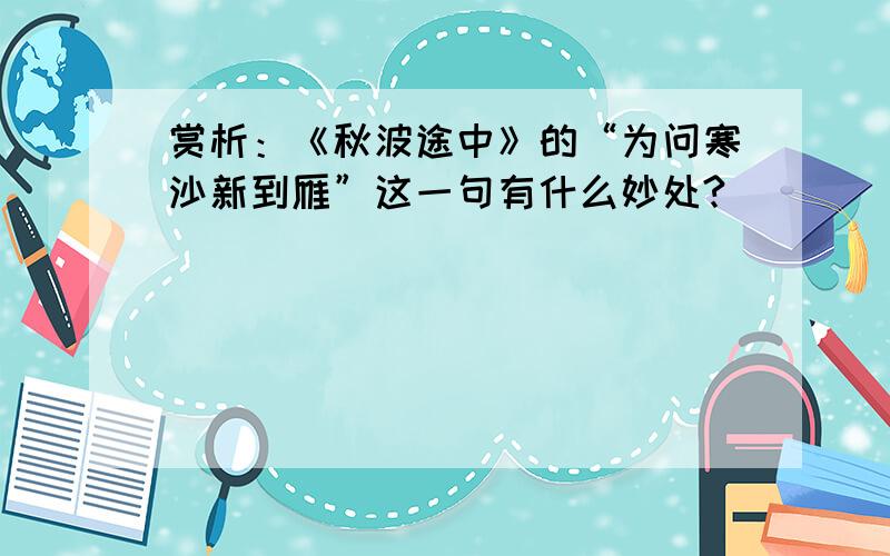 赏析：《秋波途中》的“为问寒沙新到雁”这一句有什么妙处?