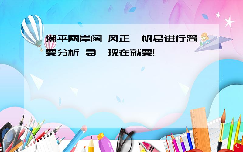 潮平两岸阔 风正一帆悬进行简要分析 急,现在就要!