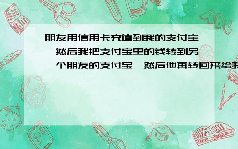 朋友用信用卡充值到我的支付宝,然后我把支付宝里的钱转到另一个朋友的支付宝,然后他再转回来给我.我再提现,这样算不算非法提现?我之前把信用卡的钱冲进支付宝.可是买东西的时候忘了