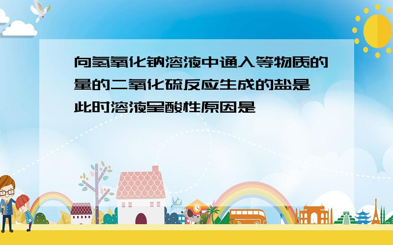 向氢氧化钠溶液中通入等物质的量的二氧化硫反应生成的盐是 此时溶液呈酸性原因是