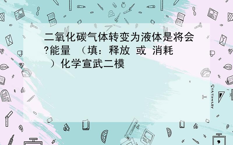 二氧化碳气体转变为液体是将会?能量 （填：释放 或 消耗 ）化学宣武二模