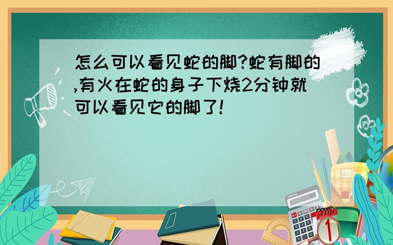 怎么可以看见蛇的脚?蛇有脚的,有火在蛇的身子下烧2分钟就可以看见它的脚了!