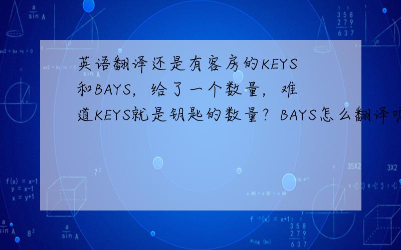 英语翻译还是有客房的KEYS和BAYS，给了一个数量，难道KEYS就是钥匙的数量？BAYS怎么翻译呢？