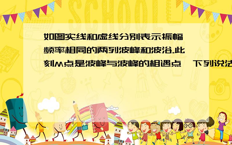 如图实线和虚线分别表示振幅、频率相同的两列波峰和波浴.此刻M点是波峰与波峰的相遇点,下列说法正确的有?A该时候位于O处的质点正处于平衡位置.B,   P、N两处的质点始终处于平衡位置.C随