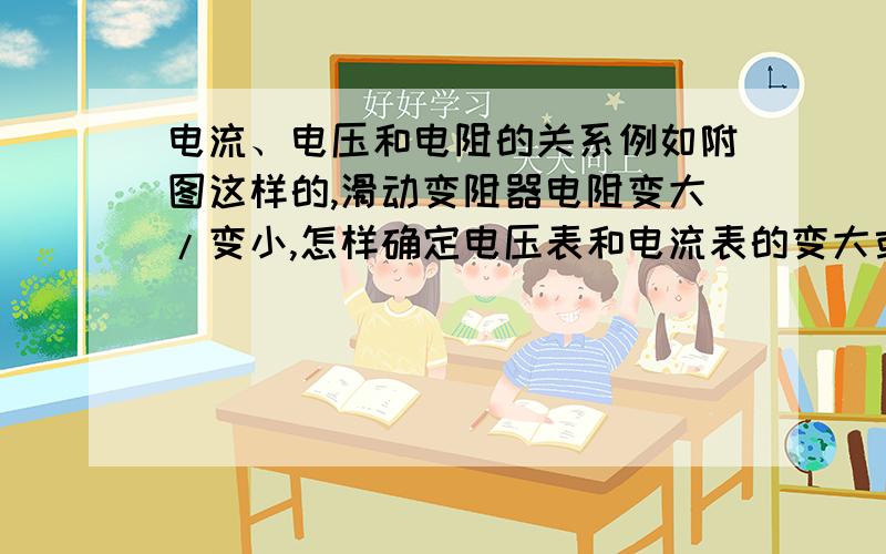 电流、电压和电阻的关系例如附图这样的,滑动变阻器电阻变大/变小,怎样确定电压表和电流表的变大或者变小?