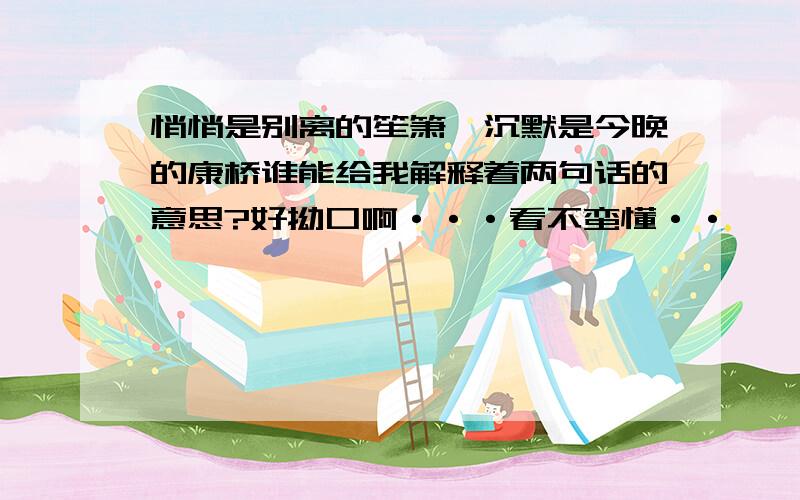 悄悄是别离的笙箫,沉默是今晚的康桥谁能给我解释着两句话的意思?好拗口啊···看不蛮懂··