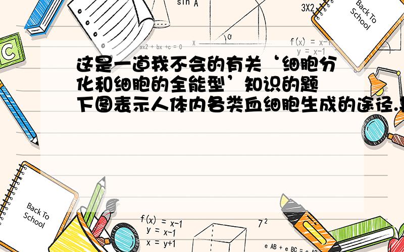 这是一道我不会的有关‘细胞分化和细胞的全能型’知识的题 下图表示人体内各类血细胞生成的途径.其中a~f表示不同种类的细胞,6表示有关过程.（能否把图中a~f 和1~6各是什么写出来吗?）