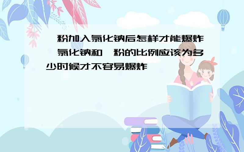 镁粉加入氯化钠后怎样才能爆炸,氯化钠和镁粉的比例应该为多少时候才不容易爆炸