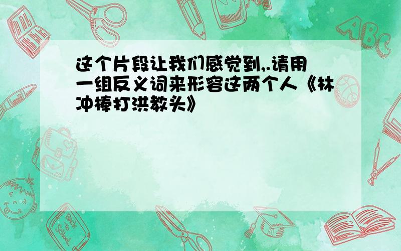 这个片段让我们感觉到,.请用一组反义词来形容这两个人《林冲棒打洪教头》