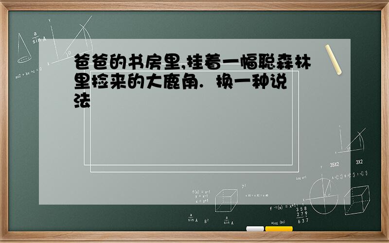 爸爸的书房里,挂着一幅聪森林里捡来的大鹿角.  换一种说法