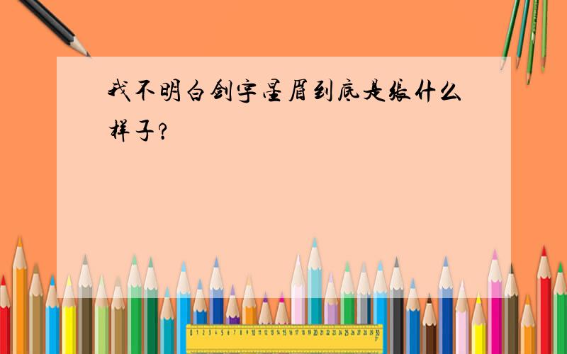 我不明白剑宇星眉到底是张什么样子?