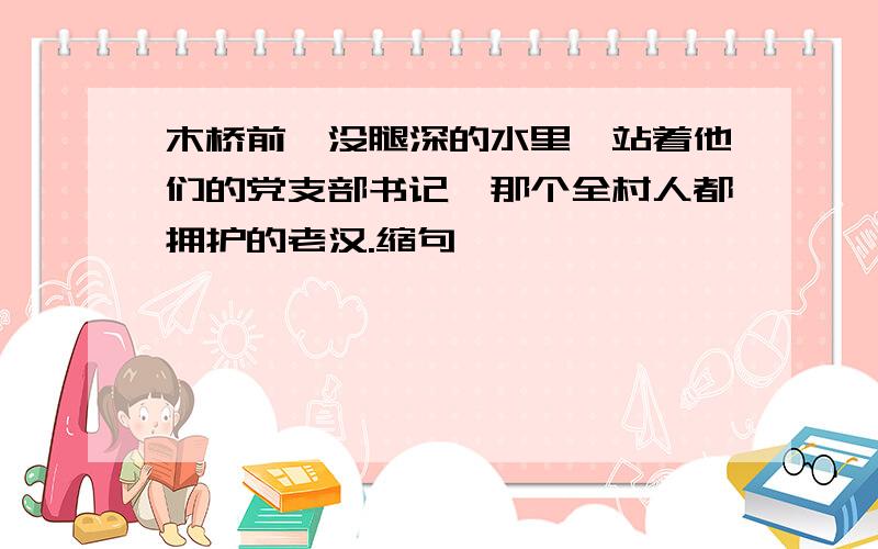 木桥前,没腿深的水里,站着他们的党支部书记,那个全村人都拥护的老汉.缩句