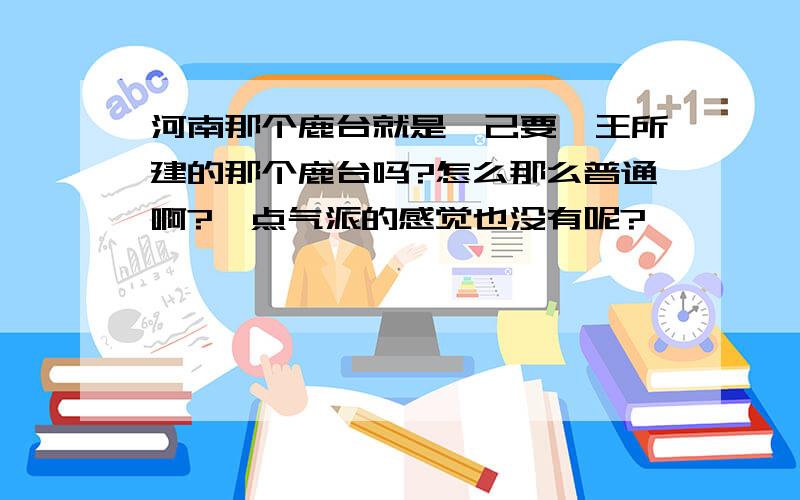 河南那个鹿台就是妲己要纣王所建的那个鹿台吗?怎么那么普通啊?一点气派的感觉也没有呢?