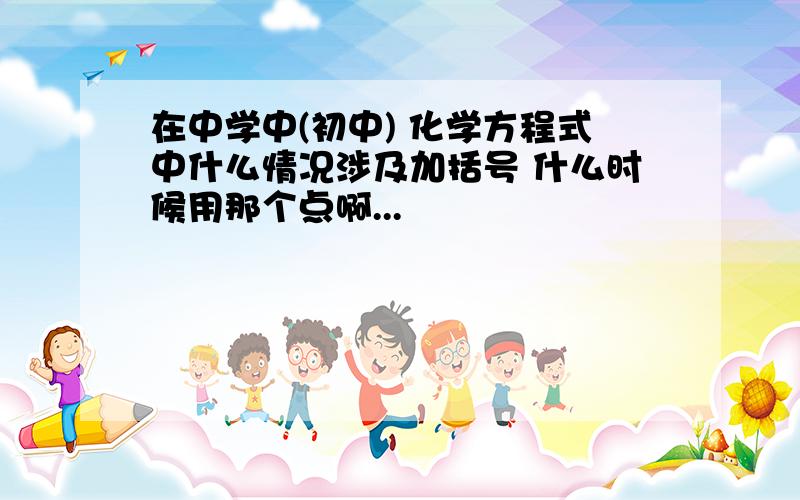 在中学中(初中) 化学方程式中什么情况涉及加括号 什么时候用那个点啊...