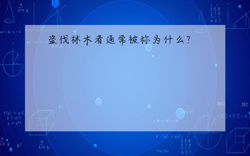 盗伐林木者通常被称为什么?