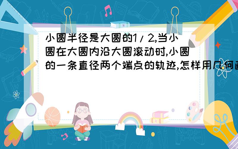 小圆半径是大圆的1/2,当小圆在大圆内沿大圆滚动时,小圆的一条直径两个端点的轨迹,怎样用几何画板做?