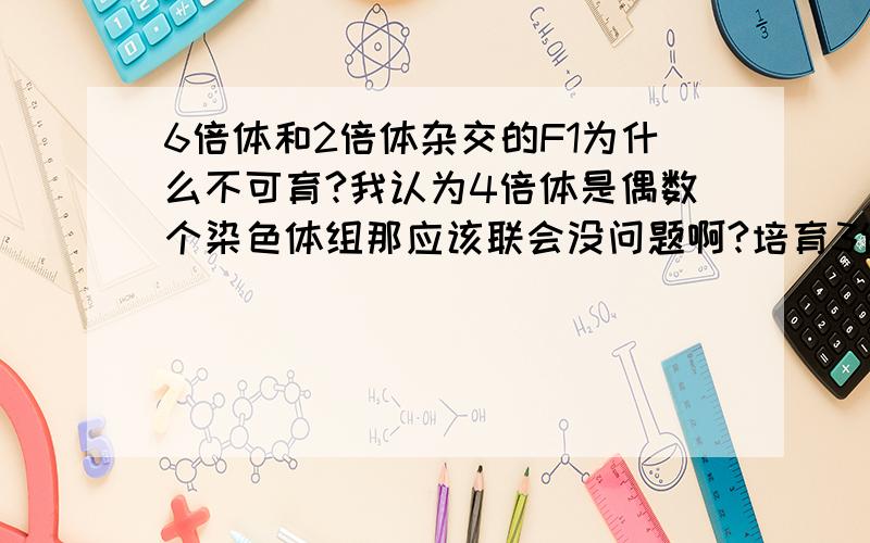 6倍体和2倍体杂交的F1为什么不可育?我认为4倍体是偶数个染色体组那应该联会没问题啊?培育3倍体无子西瓜为什么必须四倍体作母本,二倍体作父本呢?