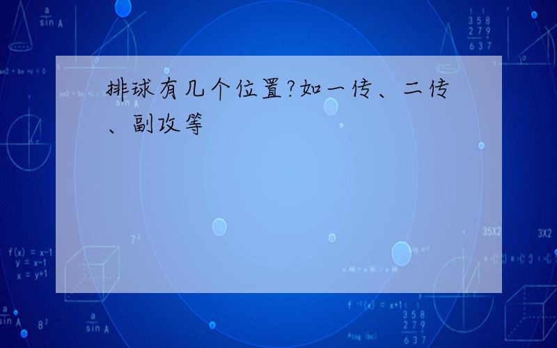 排球有几个位置?如一传、二传、副攻等