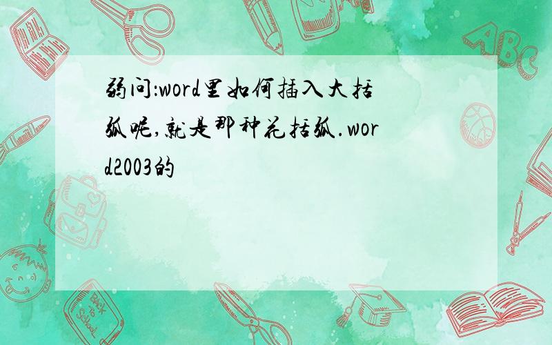 弱问：word里如何插入大括弧呢,就是那种花括弧.word2003的