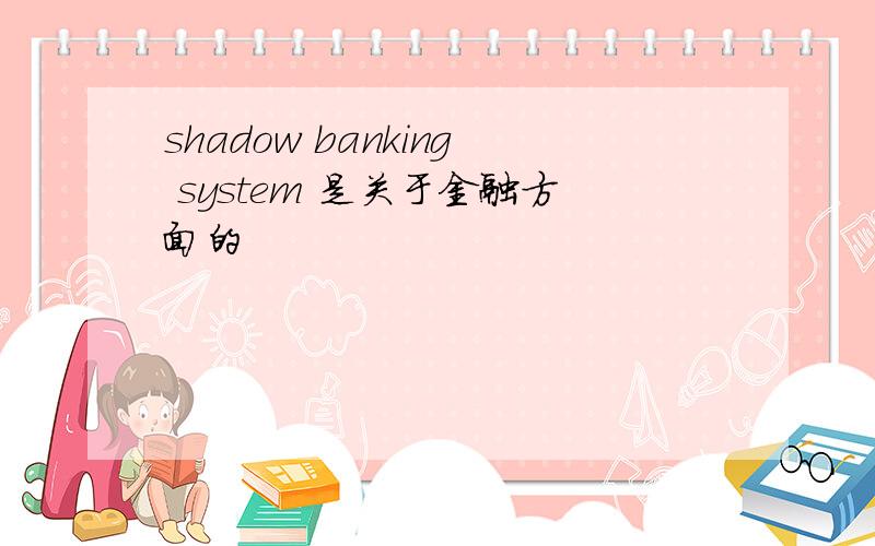 shadow banking system 是关于金融方面的