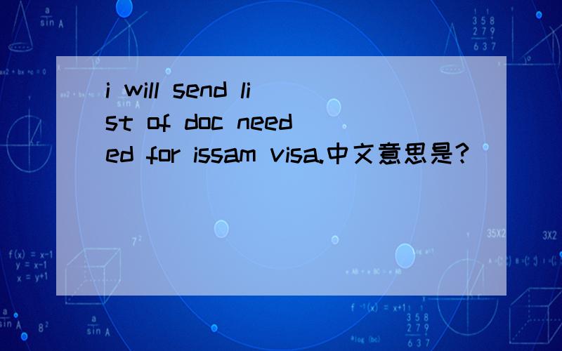 i will send list of doc needed for issam visa.中文意思是?