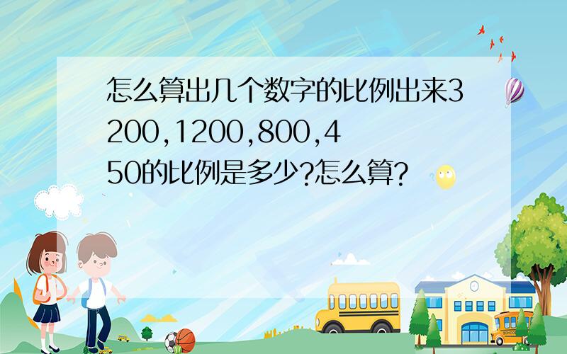 怎么算出几个数字的比例出来3200,1200,800,450的比例是多少?怎么算?