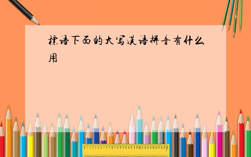 标语下面的大写汉语拼音有什么用