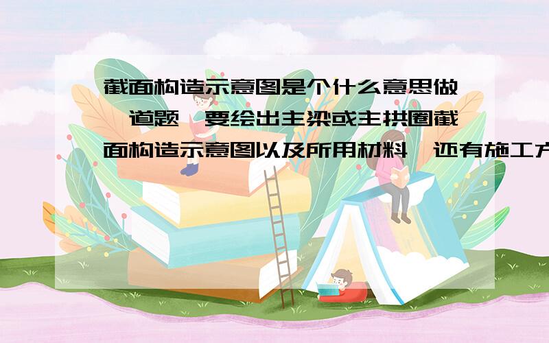 截面构造示意图是个什么意思做一道题,要绘出主梁或主拱圈截面构造示意图以及所用材料,还有施工方法.虽然我不知道这是什么意思,但是我很清楚课程离这一步还很远,才刚刚学到桥梁立面